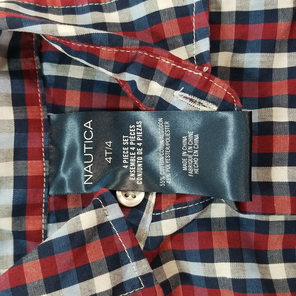 Nautica Kids Plaid Red Blue Button Down Shirt size 4T - Picture 7 of 8